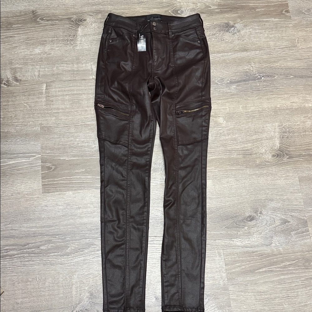 White House Black Market Dark Brown Faux Leather Pants